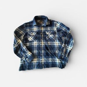 Freedom Foundry Dry Goods Navy Blue Plaid Men's Flex Shirt M